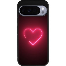Coque Google Pixel 10 Pro XL - Silicone rigide noir Valentine 2023 single neon heart