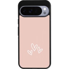 Coque Google Pixel 10 Pro XL - Silicone rigide noir Valentine 2023 three minimalist hearts