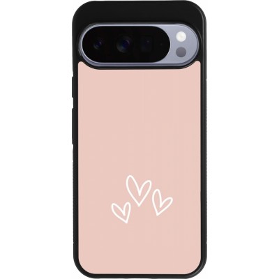 Coque Google Pixel 10 Pro XL - Silicone rigide noir Valentine 2023 three minimalist hearts