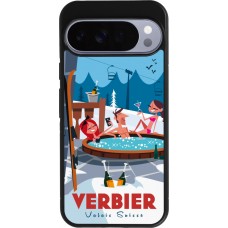 Coque Google Pixel 10 Pro XL - Silicone rigide noir Verbier Mountain Jacuzzi