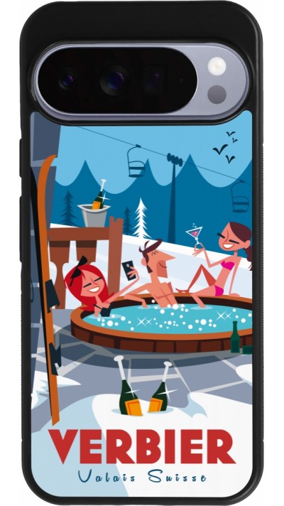 Coque Google Pixel 10 Pro XL - Silicone rigide noir Verbier Mountain Jacuzzi