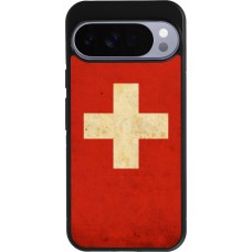 Coque Google Pixel 10 Pro XL - Silicone rigide noir Vintage Flag SWISS