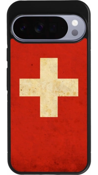 Coque Google Pixel 10 Pro XL - Silicone rigide noir Vintage Flag SWISS
