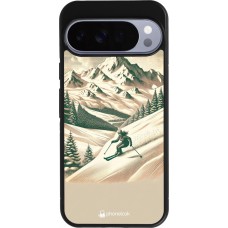 Coque Google Pixel 10 Pro XL - Silicone rigide noir Vintage Ski Mountain