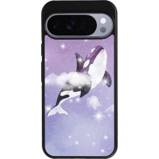 Coque Google Pixel 10 Pro XL - Silicone rigide noir Whale in sparking stars