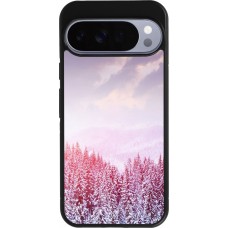 Coque Google Pixel 10 Pro XL - Silicone rigide noir Winter 22 Pink Forest