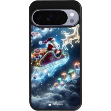 Coque Google Pixel 10 Pro XL - Silicone rigide noir Noël 2023 Père Noël enchanté