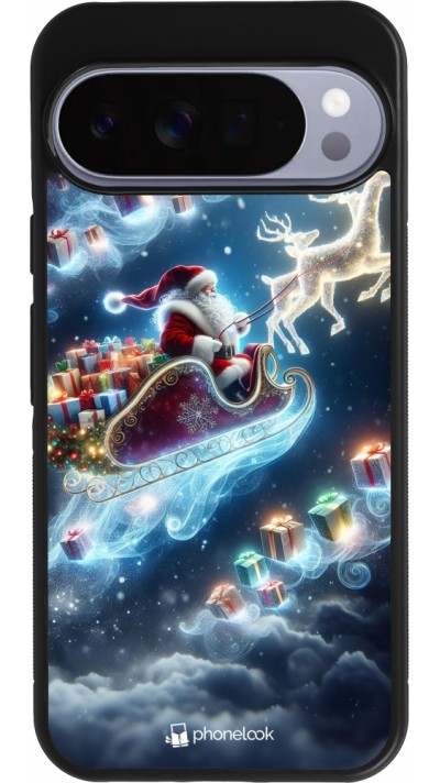 Coque Google Pixel 10 Pro XL - Silicone rigide noir Noël 2023 Père Noël enchanté