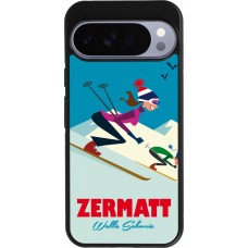Coque Google Pixel 10 Pro XL - Silicone rigide noir Zermatt Ski Downhill