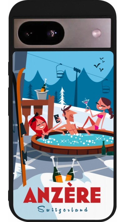 Coque Google Pixel 8a - Silicone rigide noir Anzère Mountain Jacuzzi