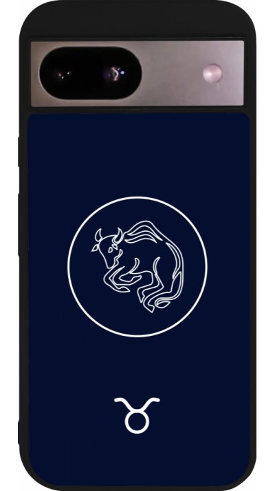 Coque Google Pixel 8a - Silicone rigide noir Astrologie Taureau