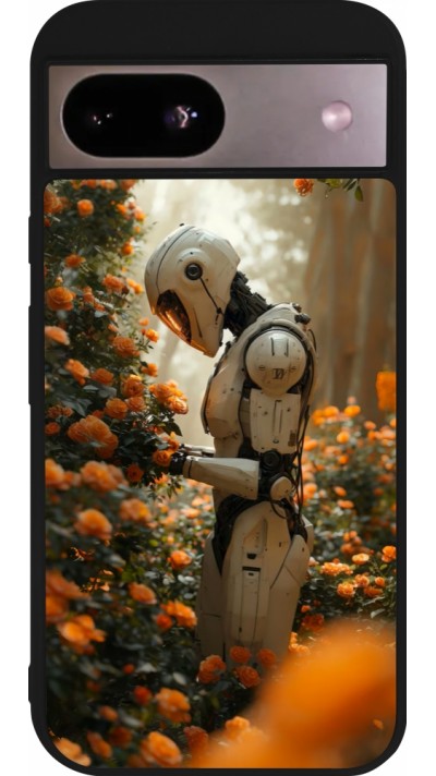 Coque Google Pixel 8a - Silicone rigide noir Astronaut flowers 2025
