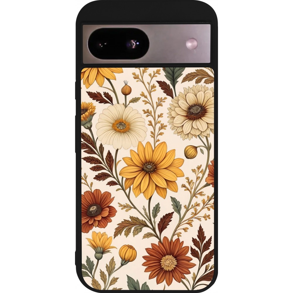 Coque Google Pixel 8a - Silicone rigide noir Autumn 25 Flower pattern