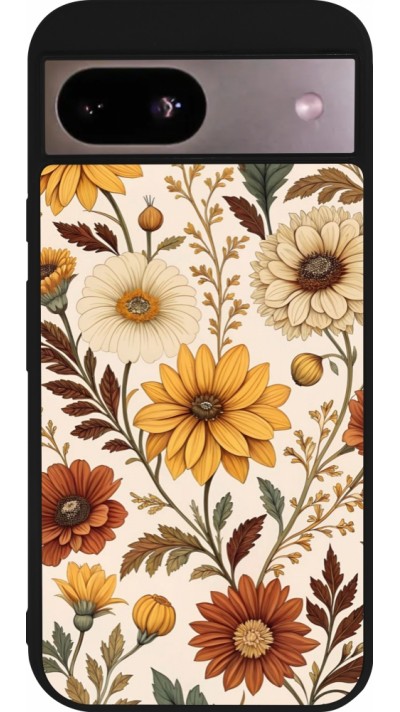 Coque Google Pixel 8a - Silicone rigide noir Autumn 25 Flower pattern