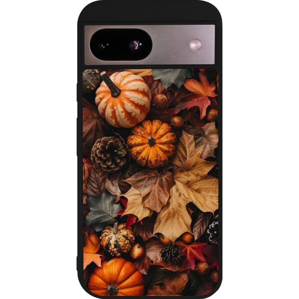 Coque Google Pixel 8a - Silicone rigide noir Autumn 25 Pumpkin
