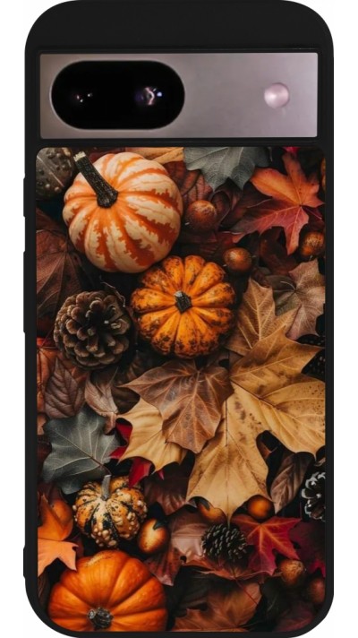 Coque Google Pixel 8a - Silicone rigide noir Autumn 25 Pumpkin