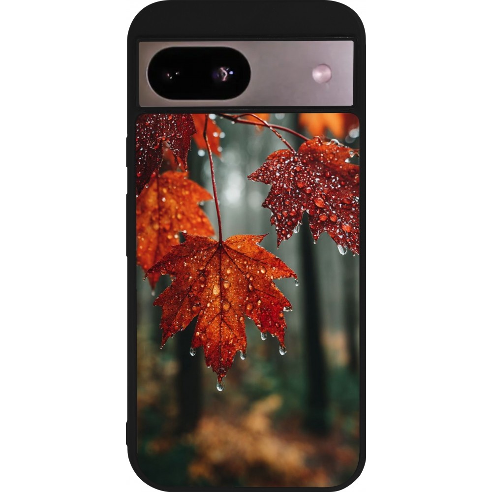 Coque Google Pixel 8a - Silicone rigide noir Autumn 25 Rain