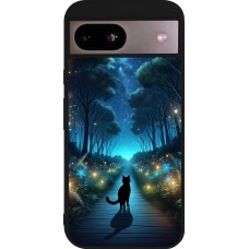 Google Pixel 8a Case Hülle - Silikon schwarz Schwarze Katze Spaziergang