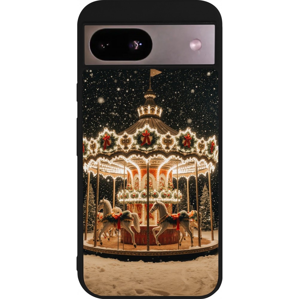 Coque Google Pixel 8a - Silicone rigide noir Christmas 25 Carousel