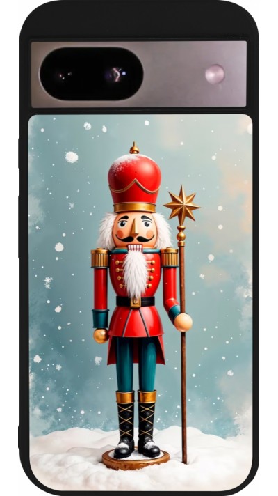 Coque Google Pixel 8a - Silicone rigide noir Christmas 25 Nutcracker Snow