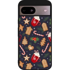 Coque Google Pixel 8a - Silicone rigide noir Christmas 25 Pattern Gingerbread House