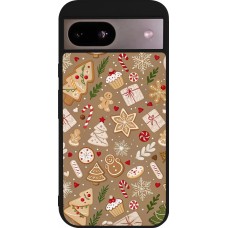 Coque Google Pixel 8a - Silicone rigide noir Christmas 25 Pattern Ginger Cookie
