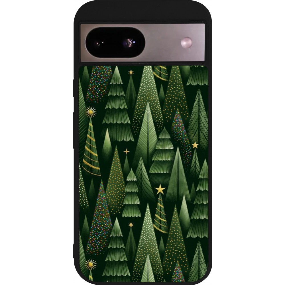Coque Google Pixel 8a - Silicone rigide noir Christmas 25 Pattern Xmas Tree