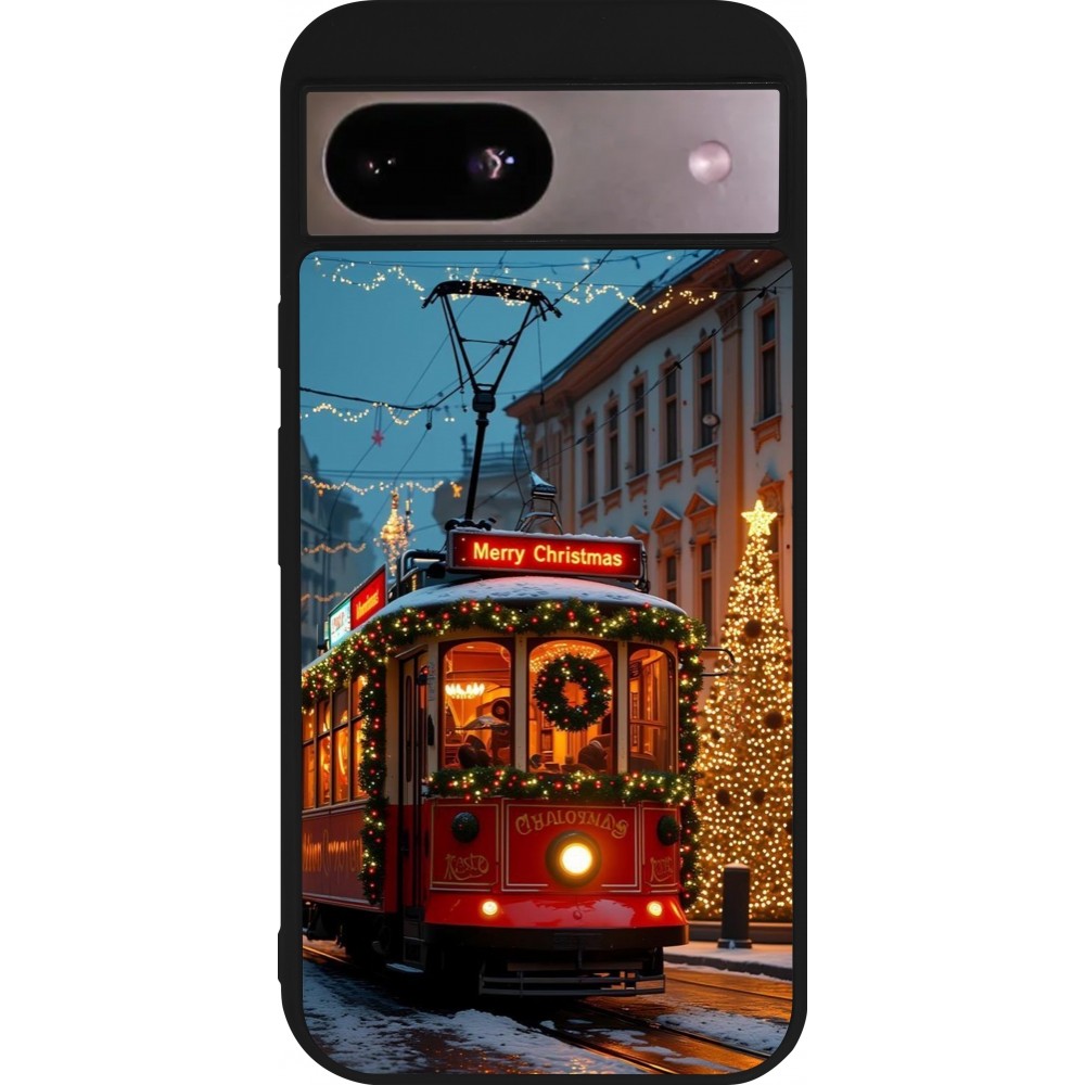 Coque Google Pixel 8a - Silicone rigide noir Christmas 25 Xmas Train