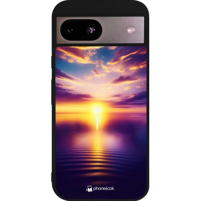 Google Pixel 8a Case Hülle - Silikon schwarz Sonnenuntergang gelb violett
