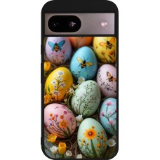 Coque Google Pixel 8a - Silicone rigide noir Easter 2026 Eggs with bees