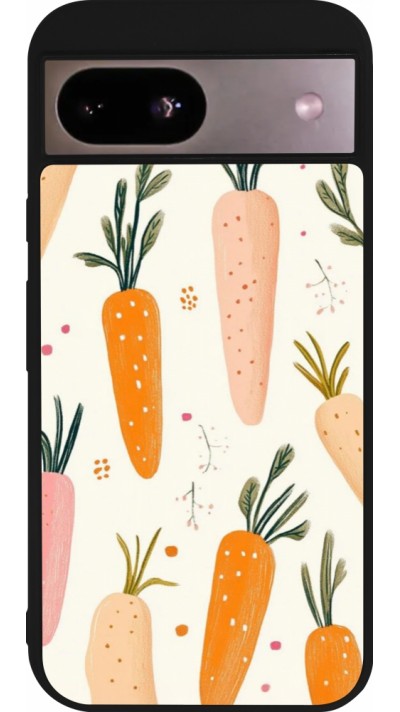 Coque Google Pixel 8a - Silicone rigide noir Easter 2026 Illustration carrots