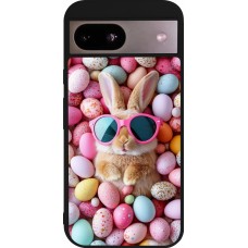 Coque Google Pixel 8a - Silicone rigide noir Easter 2026 Rabbit fun