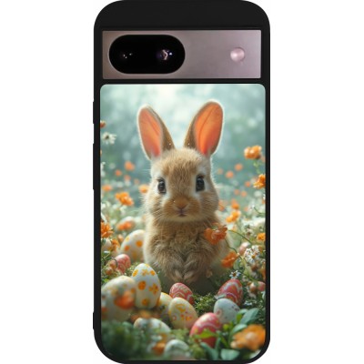 Google Pixel 8a Case Hülle - Silikon schwarz Easter 2026 Rabbit in the garden