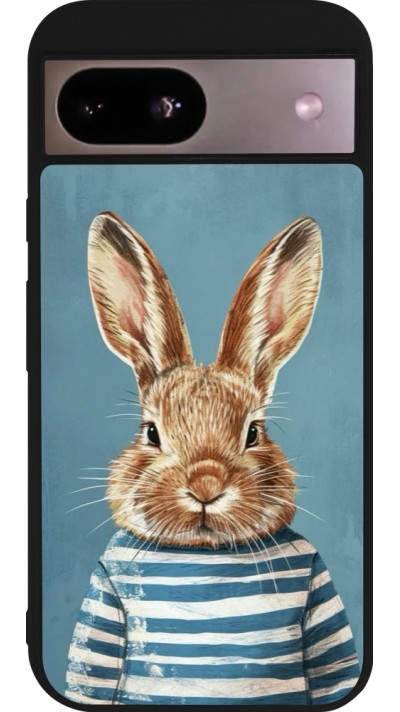 Coque Google Pixel 8a - Silicone rigide noir Easter 2026 Rabbit navy