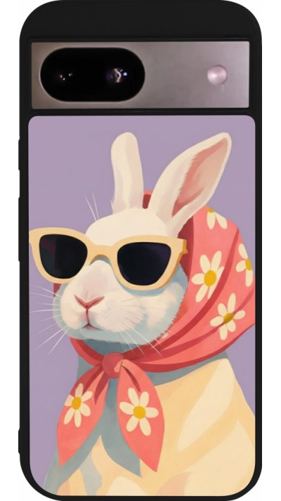 Coque Google Pixel 8a - Silicone rigide noir Easter 2026 Rabbit with scarf