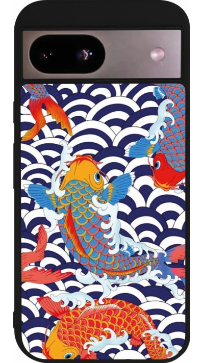 Coque Google Pixel 8a - Silicone rigide noir Easter 2023 japanese fish