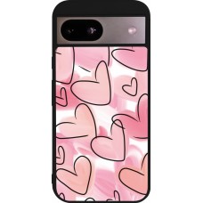 Google Pixel 8a Case Hülle - Silikon schwarz Easter 2023 pink hearts