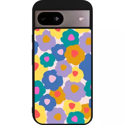 Google Pixel 8a Case Hülle - Silikon schwarz Easter 2024 flower power