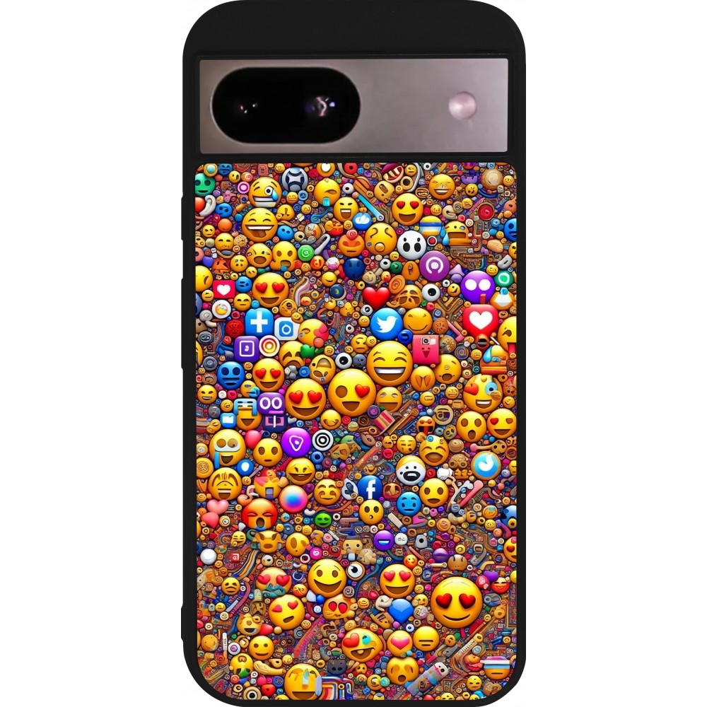 Vauki 2er Set Handyhüllen Für Google Pixel 8a 6.1" – TPU Silikon, Herz-Design, Stoßfest, Kameraschutz, In Schwarz & Weiß