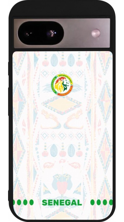 Coque Google Pixel 8a - Silicone rigide noir Maillot de football Sénégal 2026 personnalisable