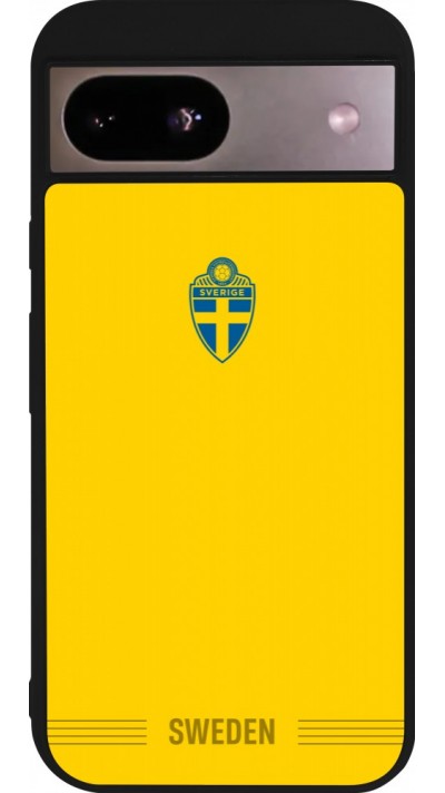 Coque Google Pixel 8a - Silicone rigide noir Maillot de football Suède 2026 personnalisable
