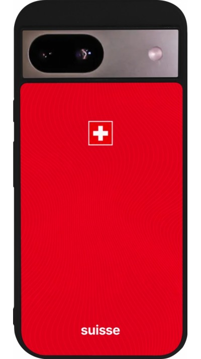Coque Google Pixel 8a - Silicone rigide noir Maillot de football Suisse 2026 personnalisable