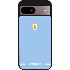 Coque Google Pixel 8a - Silicone rigide noir Maillot de football Uruguay 2026 personnalisable