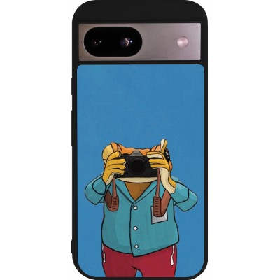 Coque Google Pixel 8a - Silicone rigide noir Frog with camera DTMF
