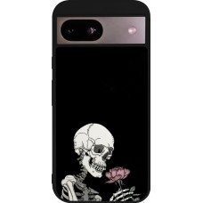 Google Pixel 8a Case Hülle - Silikon schwarz Halloween 2023 rose and skeleton