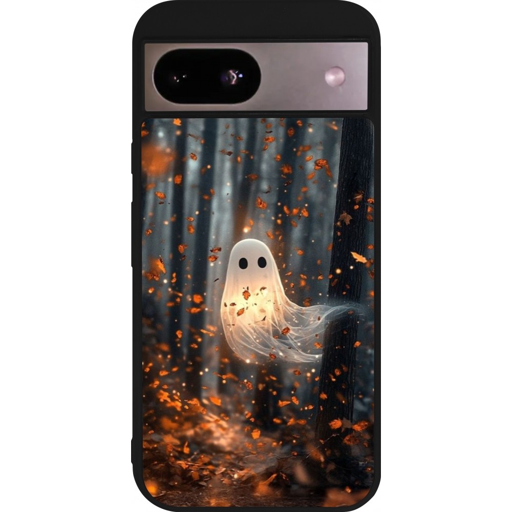 Google Pixel 8a Case Hülle - Silikon schwarz Halloween 2025 Ghost in the forest
