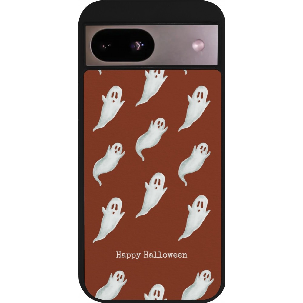 Google Pixel 8a Case Hülle - Silikon schwarz Halloween 2025 Pattern of ghosts