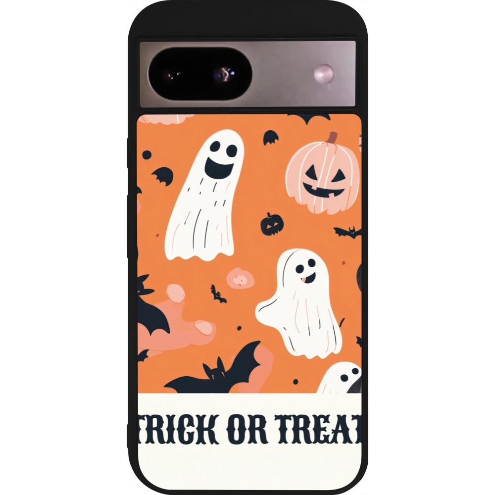 Google Pixel 8a Case Hülle - Silikon schwarz Halloween 2025 Trick or treat