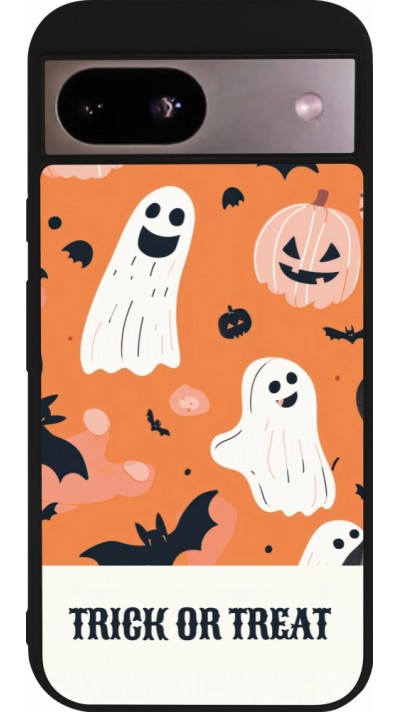 Coque Google Pixel 8a - Silicone rigide noir Halloween 2025 Trick treat