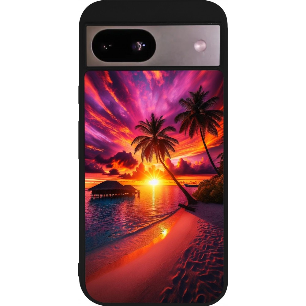 Google Pixel 8a Case Hülle - Silikon schwarz Malediven Abenddämmerung Glückseligkeit